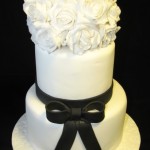 Black and white themed engagement cake