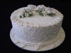 White wedding cake (with hint of yellow)