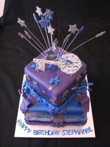 "Blue & Purple" theme 21st cake