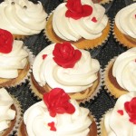 Handmade red rose wedding cupcakes