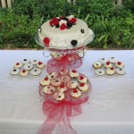 Black, Red and White cake and cupcakes