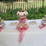 Wedding cake and cupcake table setting