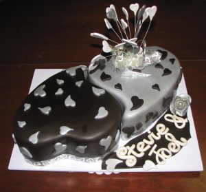 Engagement/wedding cakes (black and silver)