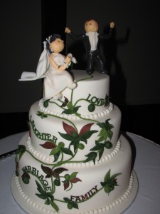 Greek style wedding cake - olive theme - Groom (Greek dancing), Bride sitting clapping!