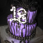 Purple and black zebra style 18th birthday cake